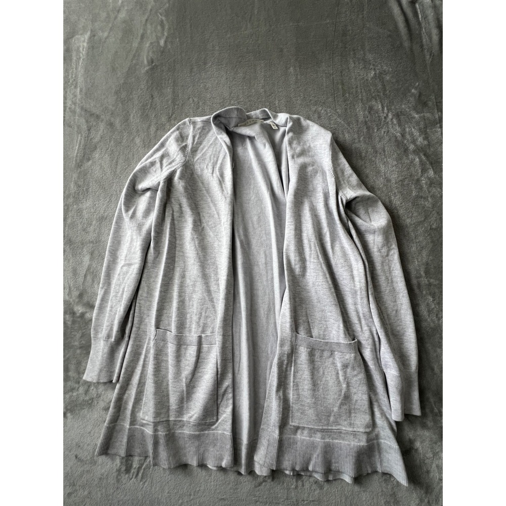 Cyrus Cardigan Sweater Womens Medium Gray Open Front Long Sleeve Knit C202307